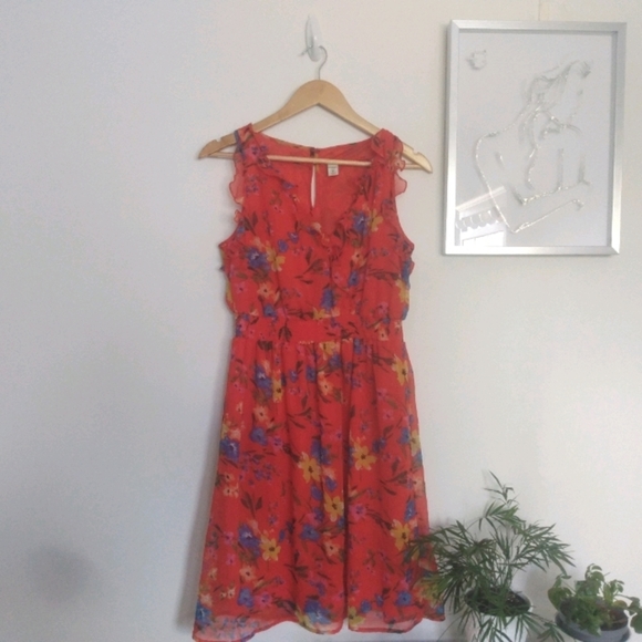 Old Navy M Red Floral Dress